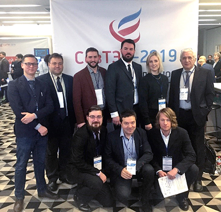 Bellona's Russian and Norwegian group at the SevTek 2019 conference in Murmansk. Sergei Faschevsky from Norsk Energi is second to the left. (photo by Bellona Russia)