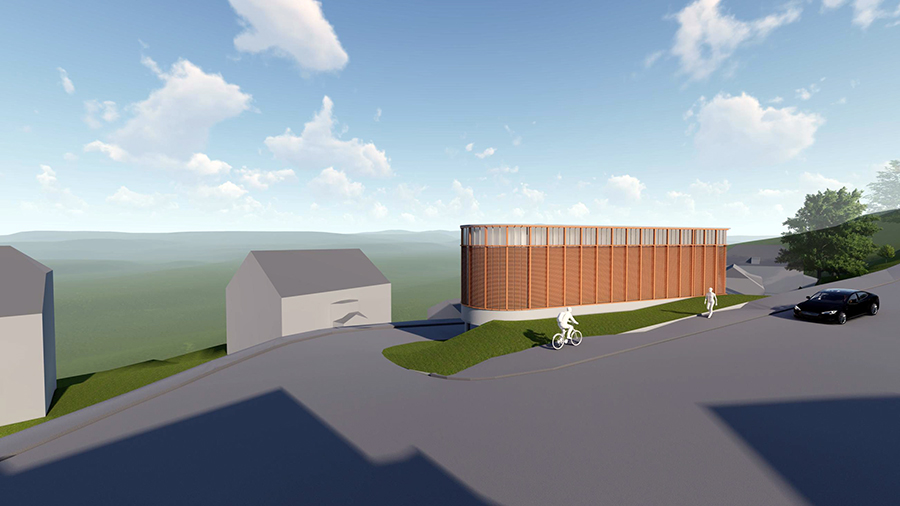 Statkraft Varme Byåsen trykkskille, foreløpig skisse v/ Plan Arkitekter
