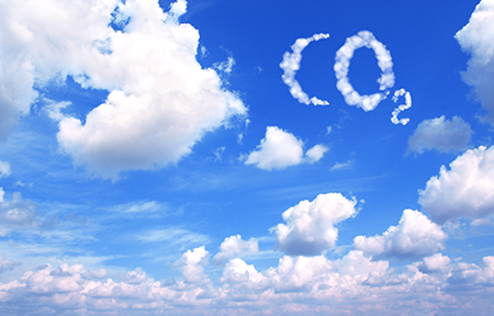 Collage - symbol CO2 from clouds